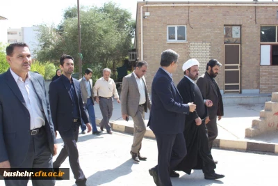 نشست حجة الاسلام خدری رئیس مجمع نمایندگان استان بوشهر با مسئولان دانشگاه فرهنگیان و بازدید از پردیس بنت الهدی صدر