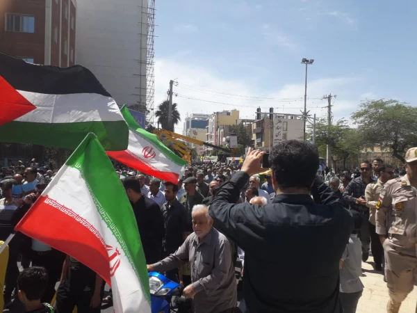 با حضور پرشور مجموعه دانشگاه فرهنگیان استان بوشهر؛راهپیمایی روز قدس در بوشهر برگزار شد                 9