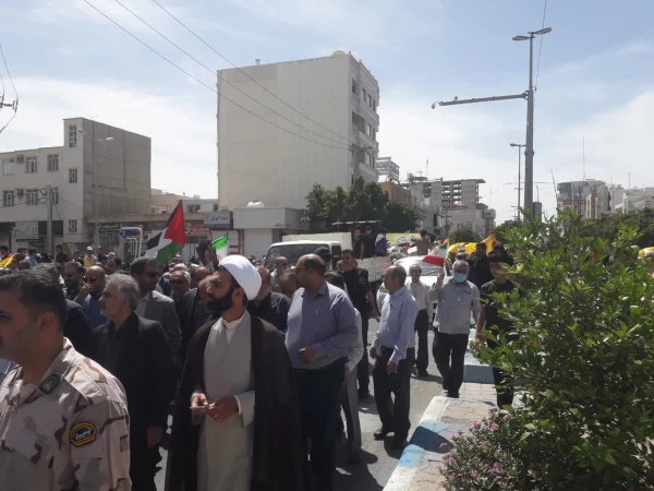با حضور پرشور مجموعه دانشگاه فرهنگیان استان بوشهر؛راهپیمایی روز قدس در بوشهر برگزار شد                 11