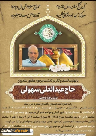 معاون توسعه منابع و امور دانشجویی پردیس علامه طباطبایی به سوگ نشست