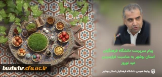 پیام تبریک سرپرست دانشگاه فرهنگیان استان بوشهر به مناسبت فرا رسیدن سال نو
